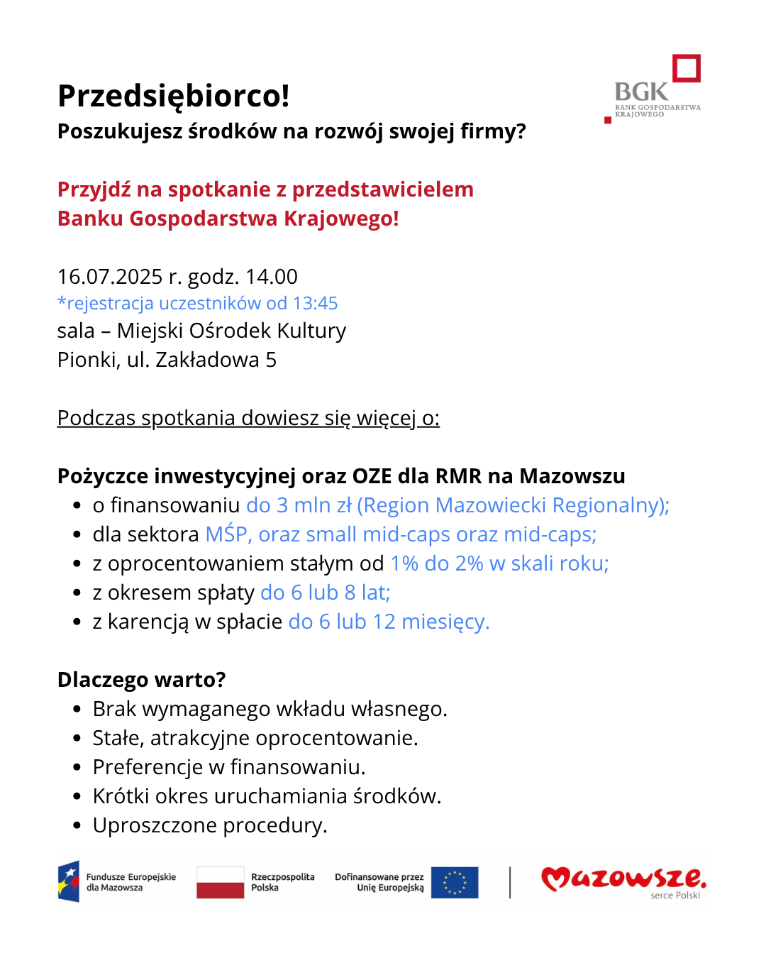 Spotkanie z BGK dla MŚP