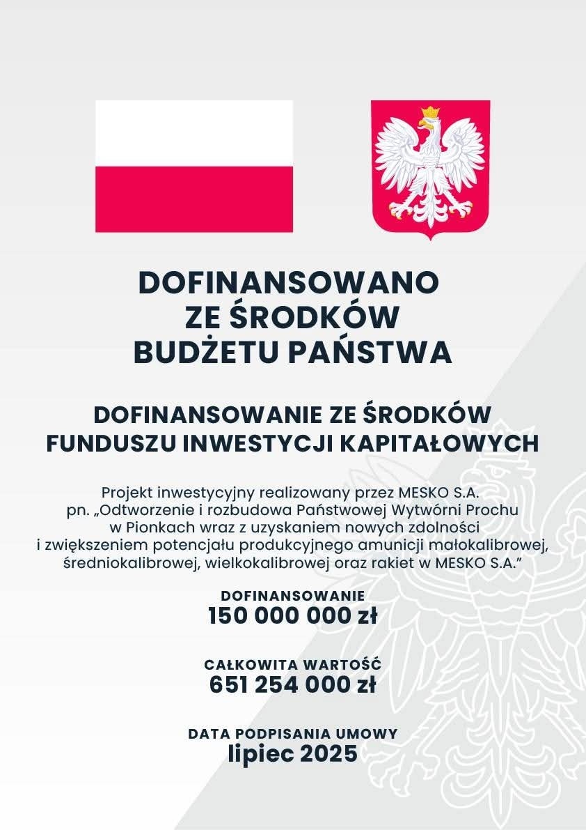 Plakat informujący o realizacji projektu przez MESKO S.A.